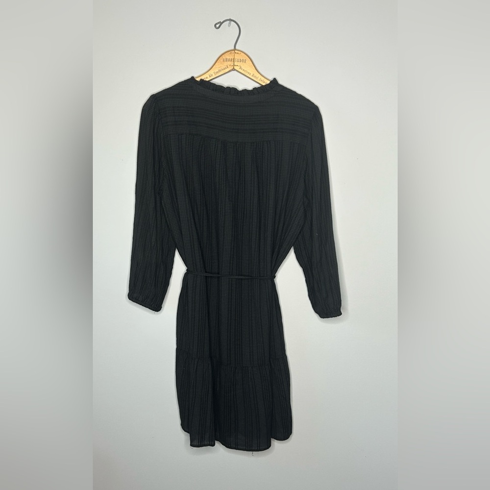 LOFT Black Long Sleeve Dress with Tie Waist Petite Large - Picture 3 of 7